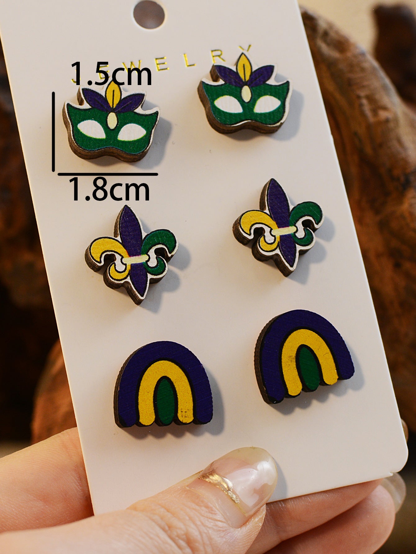 Wholesale St. Patrick's Day Carnival Wooden Small Stud Earrings